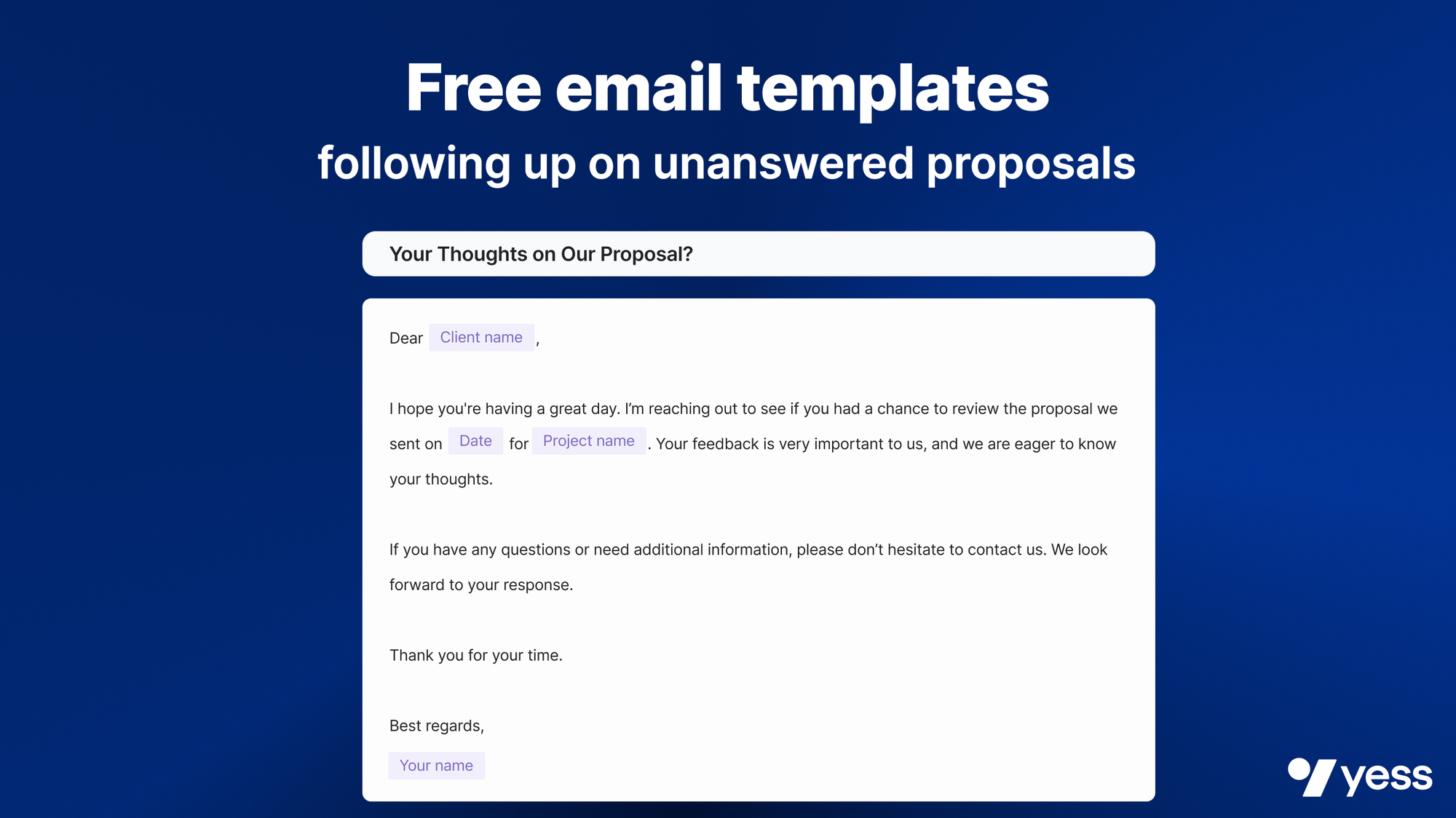 Email templates for following up on unanswered proposals